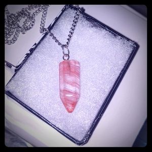 Rose Quartz Pendulum Necklace, crystals, handmade